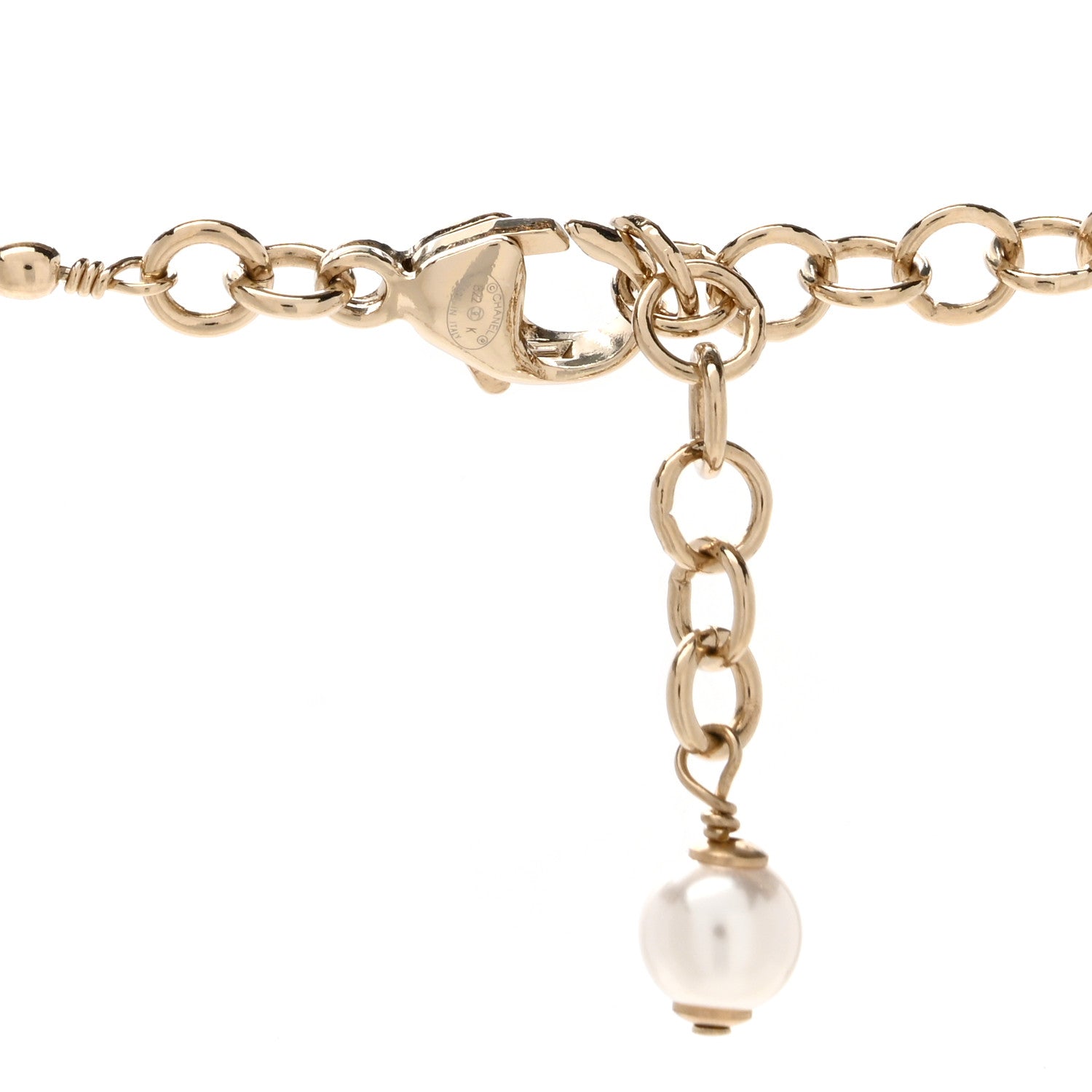 Chanel Pearl Crystal CC Flower Cluster Necklace Gold Light Brown Pearly White 4 of 4