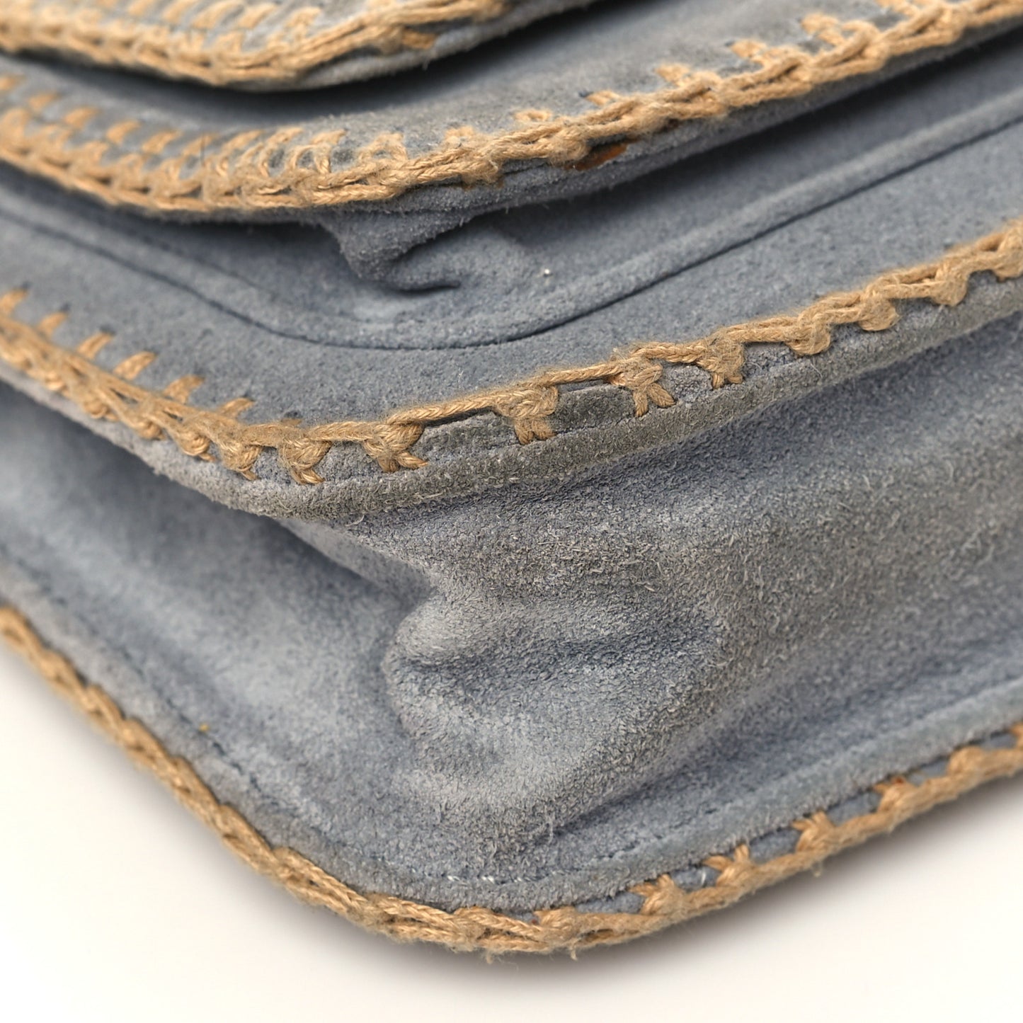 Suede Chocolate Bar Whipstitch Mademoiselle Flap Grey