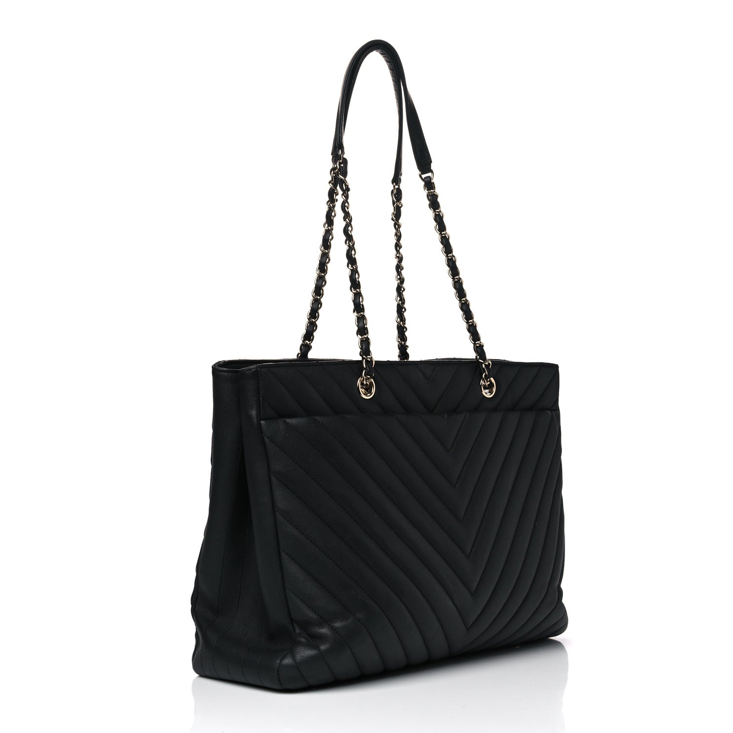 Goatskin Quilted Large City Rock Shopping Bag Black