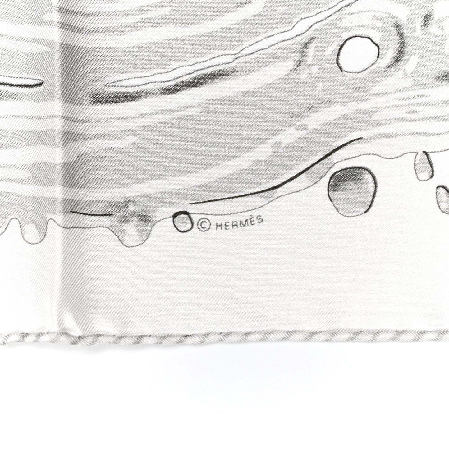 Silk Peinture Fraiche Pocket Square White Gris Perle