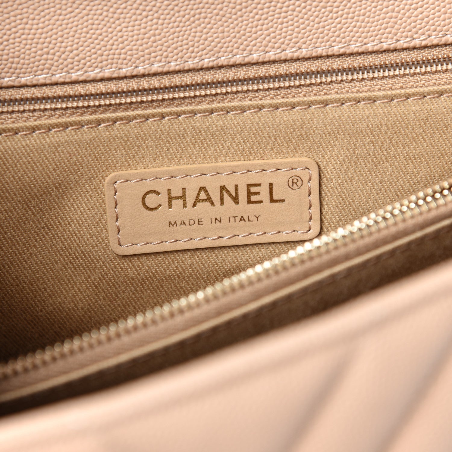 Chanel Caviar Chevron Quilted Small Coco Handle Flap Beige 6 of 10