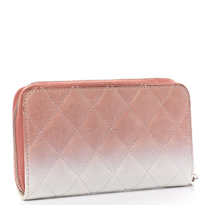 Chanel Ombre Patent Calfskin Quilted Small Zip Around Wallet Pink White 3 of 9