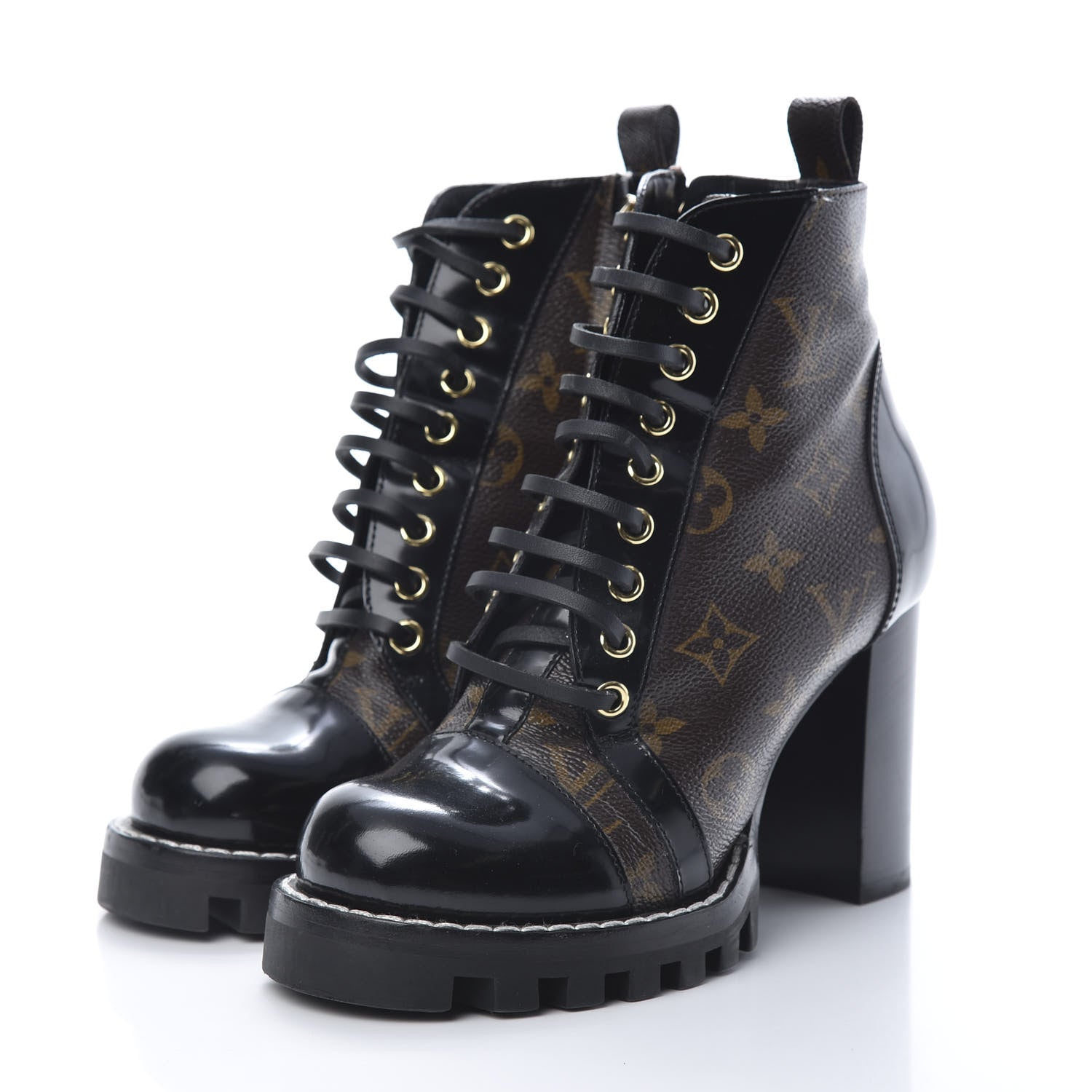 Louis Vuitton Patent Calfskin Monogram Star Trail Ankle Boots 36 Black 3 of 9