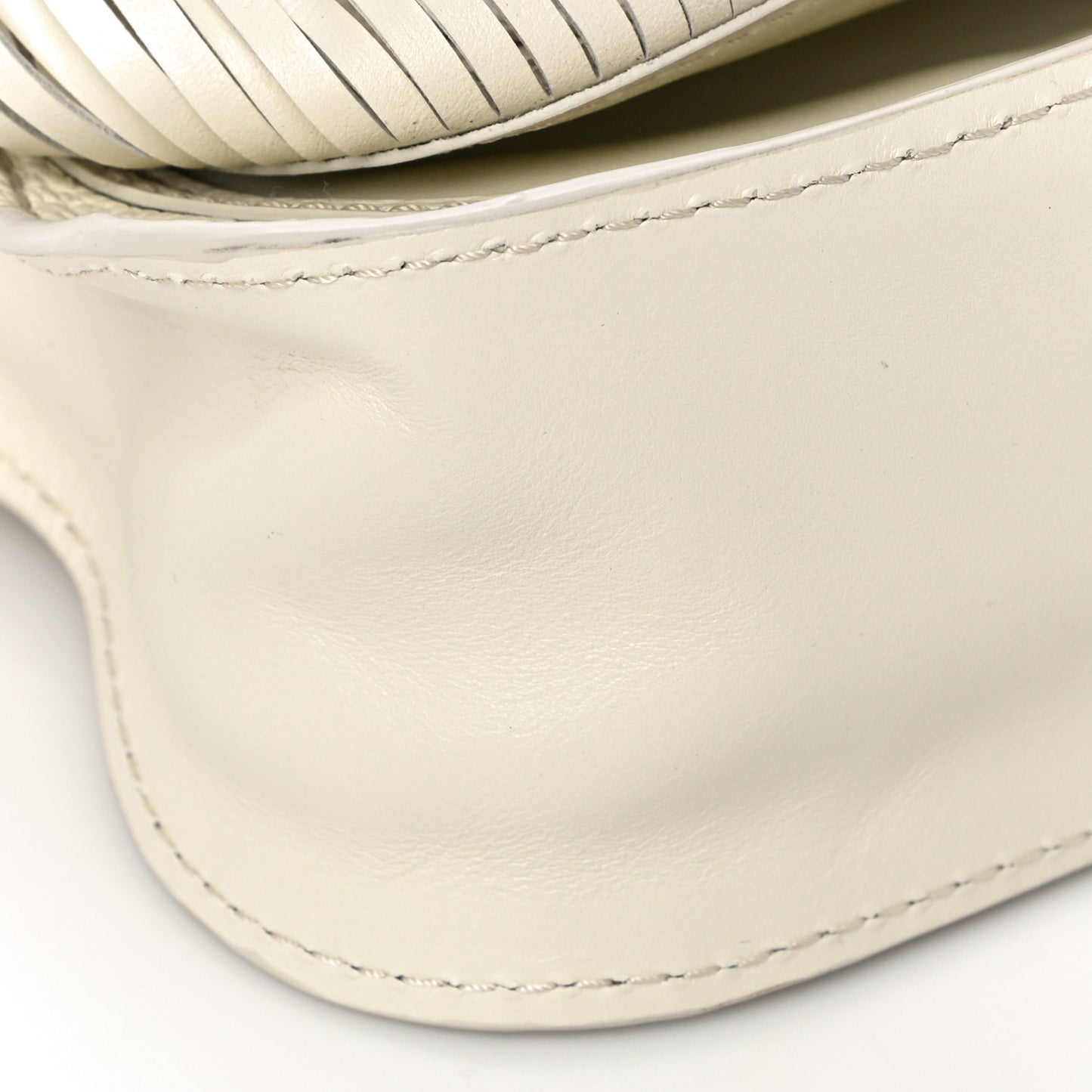 Grain Calfskin Mini Marcie Multi Fringe Satchel Natural White