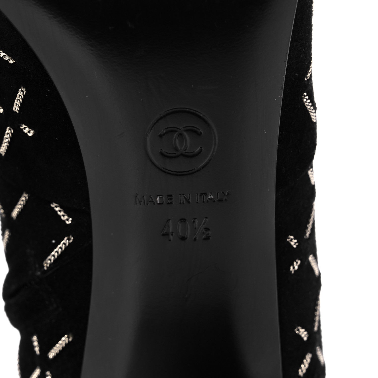 Chanel Kid Suede Chaine Short Boots 40.5 Black 6 of 9