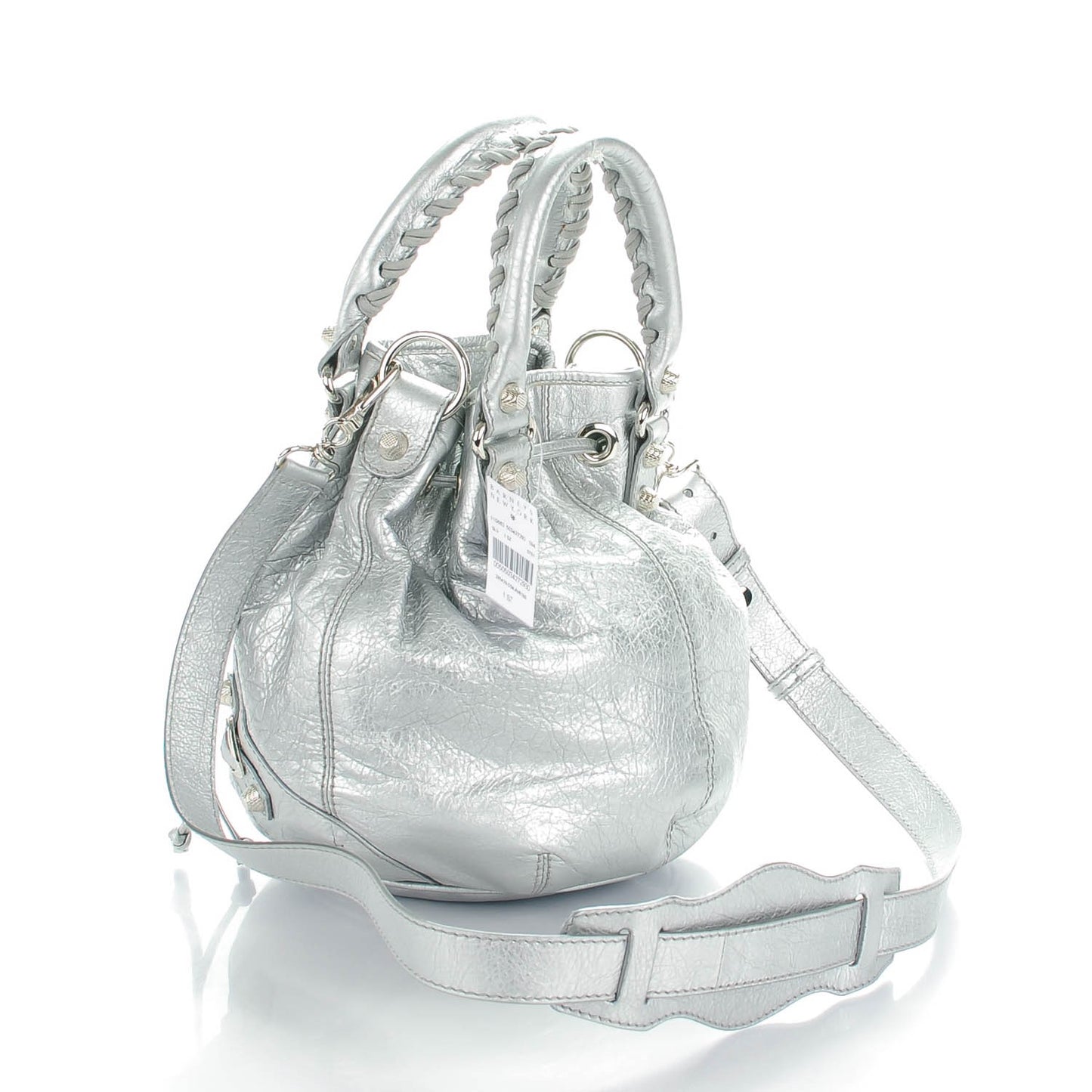 Agneau Giant 12 Silver Hardware Mini Pompon Gris Aluminum