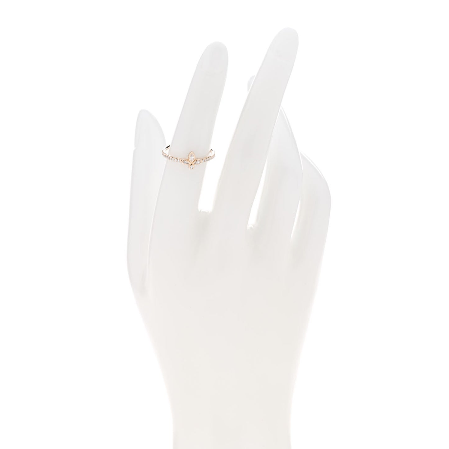 18K Rose Gold Diamond Fleur de Lis Ring 50 5.5