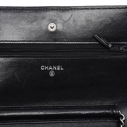 Chanel Lambskin Camellia Wallet on Chain WOC Black 5 of 7