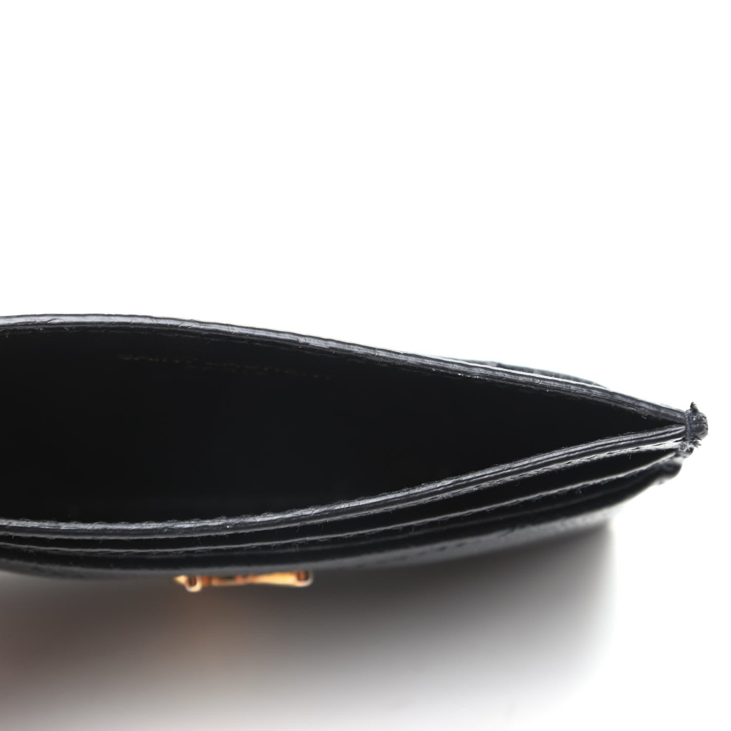 Saint Laurent Grain De Poudre Matelasse Chevron Monogram Credit Card Case Black 5 of 9