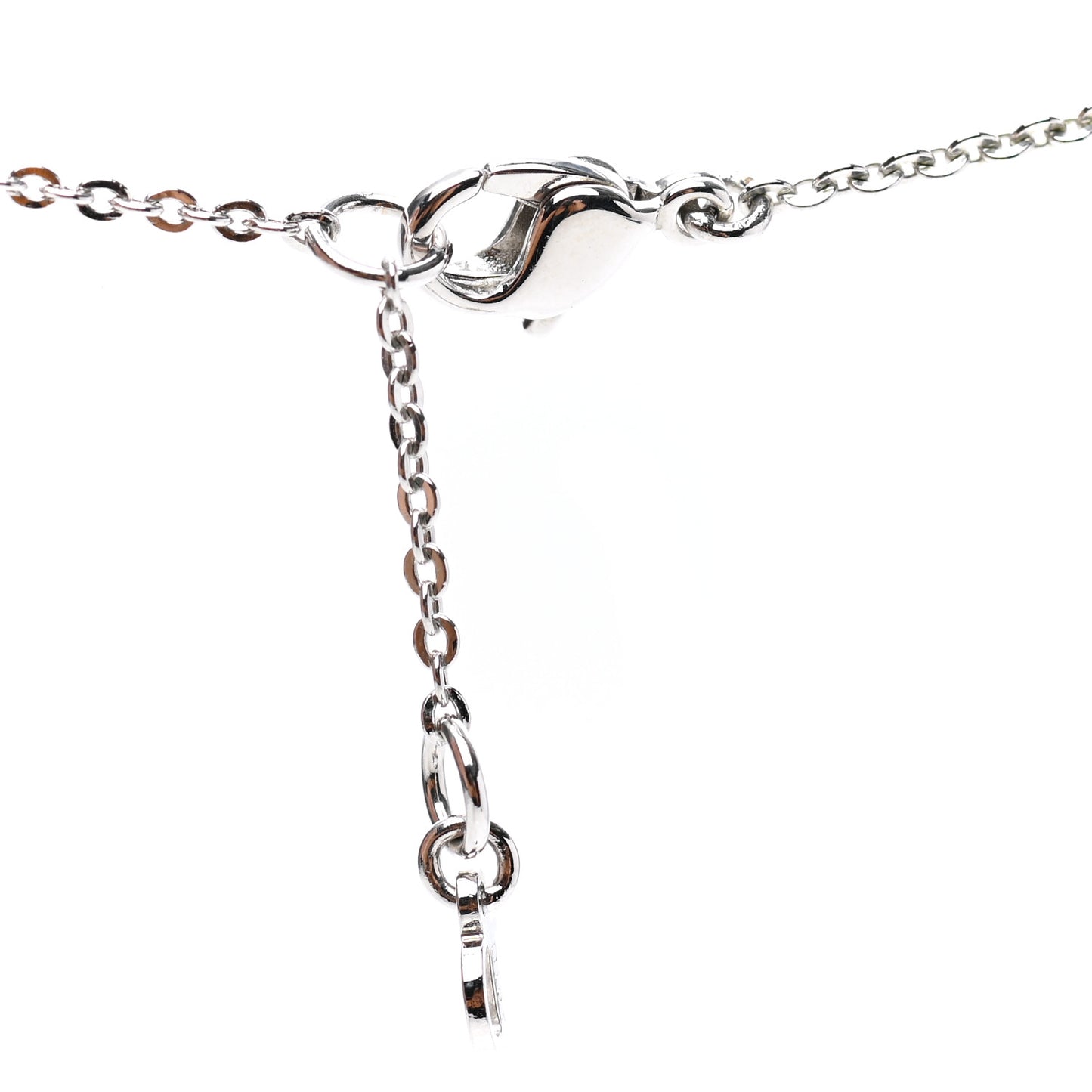 Crystal Metal Logo Necklace Silver
