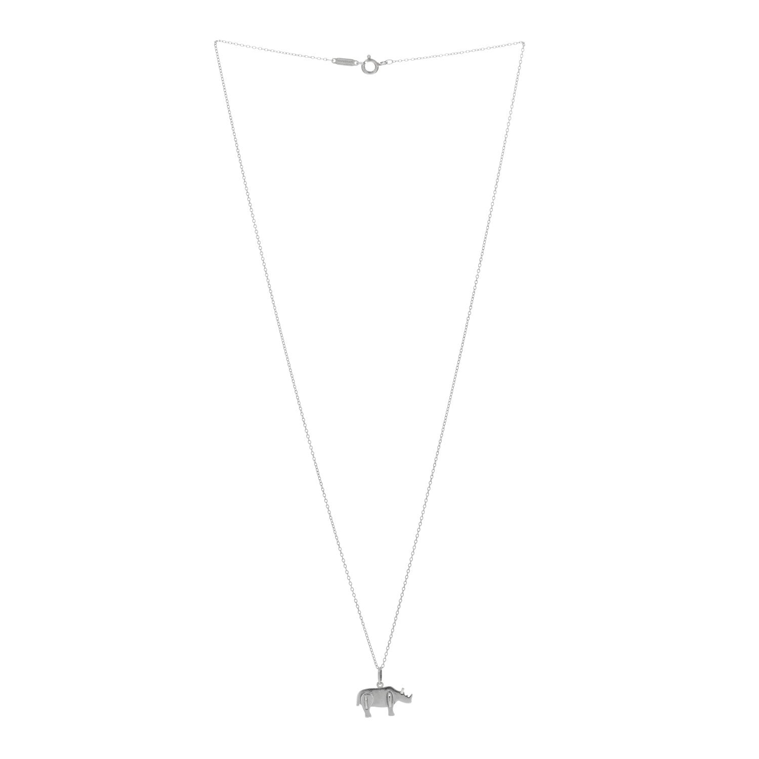 Tiffany Sterling Silver Save the Wild Rhino Pendant Necklace 3 of 5