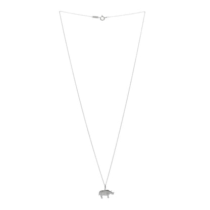 Tiffany Sterling Silver Save the Wild Rhino Pendant Necklace 3 of 5