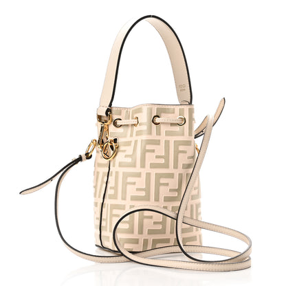 Fendi Vitello Liberty F is Fendi Bi-Color FF 1974 Embossed Mini Mon Tresor Bucket Bag Camelia Mandorlo 3 of 11