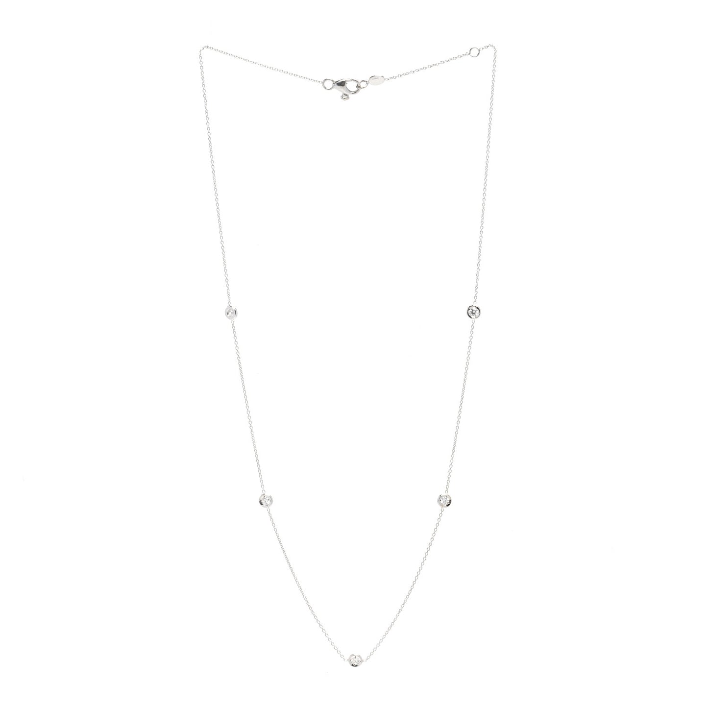 18K White Gold Diamond .23ctw Diamonds By The Inch Five Station Necklace