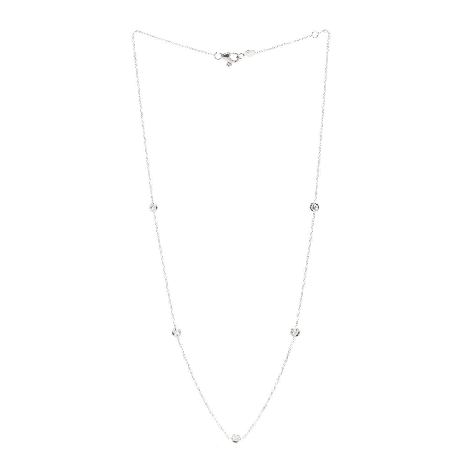 Roberto Coin 18K White Gold Diamond .23ctw Diamonds By The Inch Five Station Necklace 2 of 4