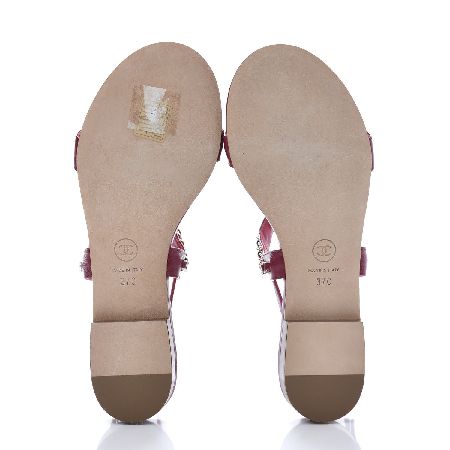Chanel Calfskin Chain CC Sandals 37 Dark Pink 6 of 8
