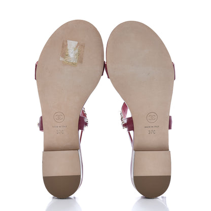 Chanel Calfskin Chain CC Sandals 37 Dark Pink 6 of 8