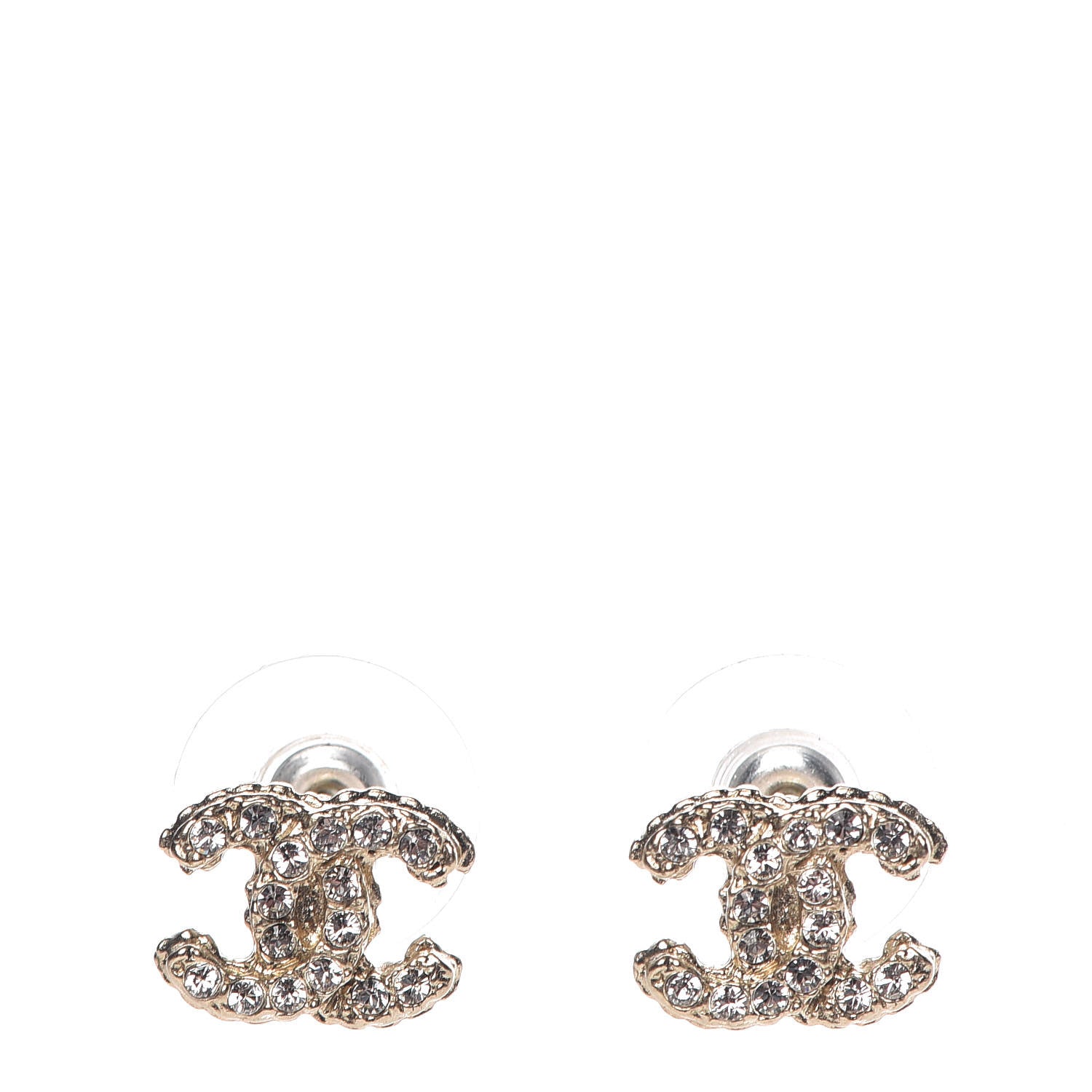 Chanel Crystal Mini CC Earrings Gold 1 of 5