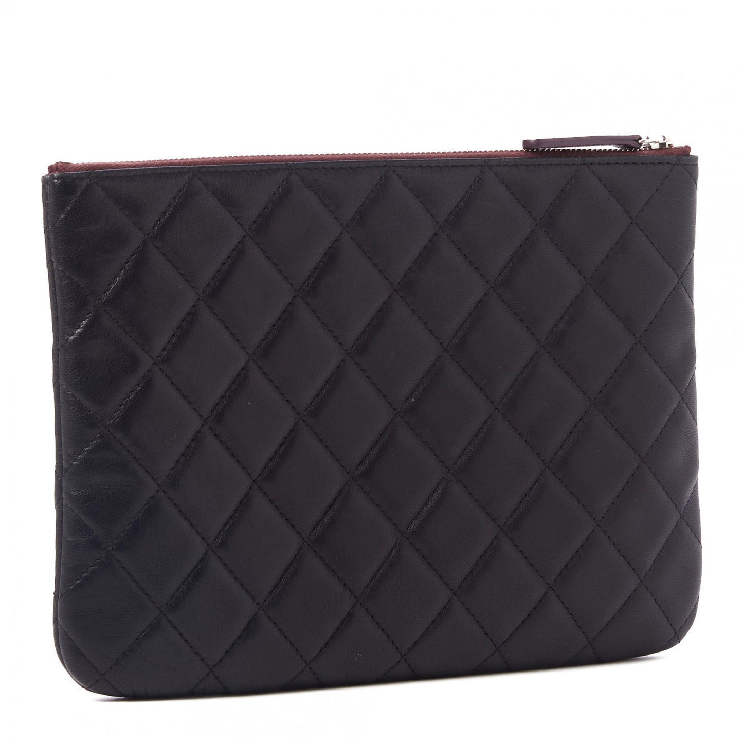 Lambskin Quilted Medium Cosmetic Case Black