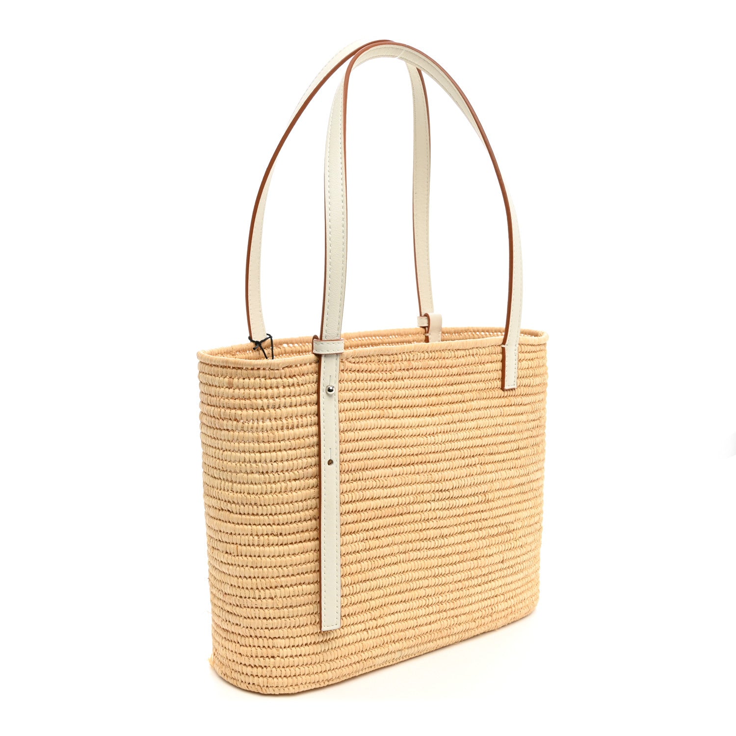 Loewe Raffia Square Small Basket Tote Bag Natural White 3 of 12