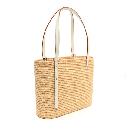 Loewe Raffia Square Small Basket Tote Bag Natural White 3 of 12