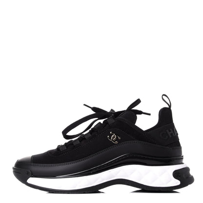 Chanel Velvet Calfskin Mixed Fibers CC Sneakers 38 Black 1 of 11