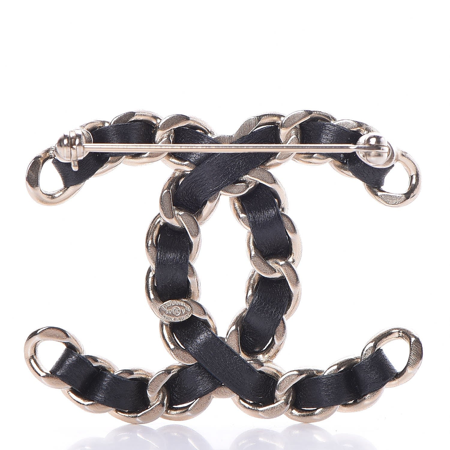 Chanel Lambskin Chain CC Brooch Black Gold 3 of 5