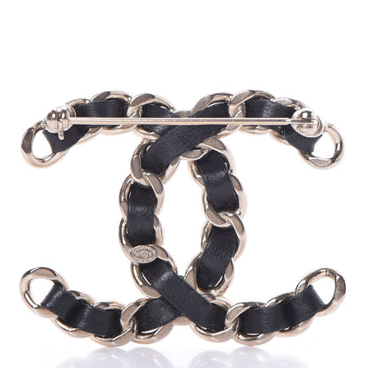 Chanel Lambskin Chain CC Brooch Black Gold 3 of 5