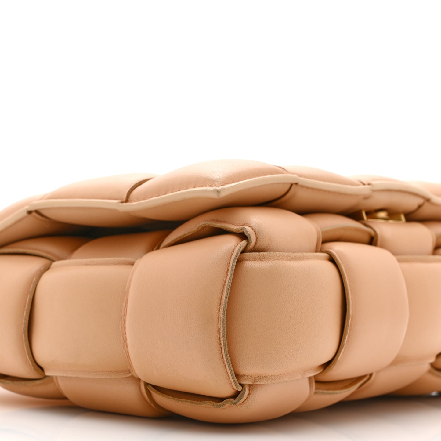 Nappa Maxi Intreccio Padded Cassette Crossbody Bag Almond
