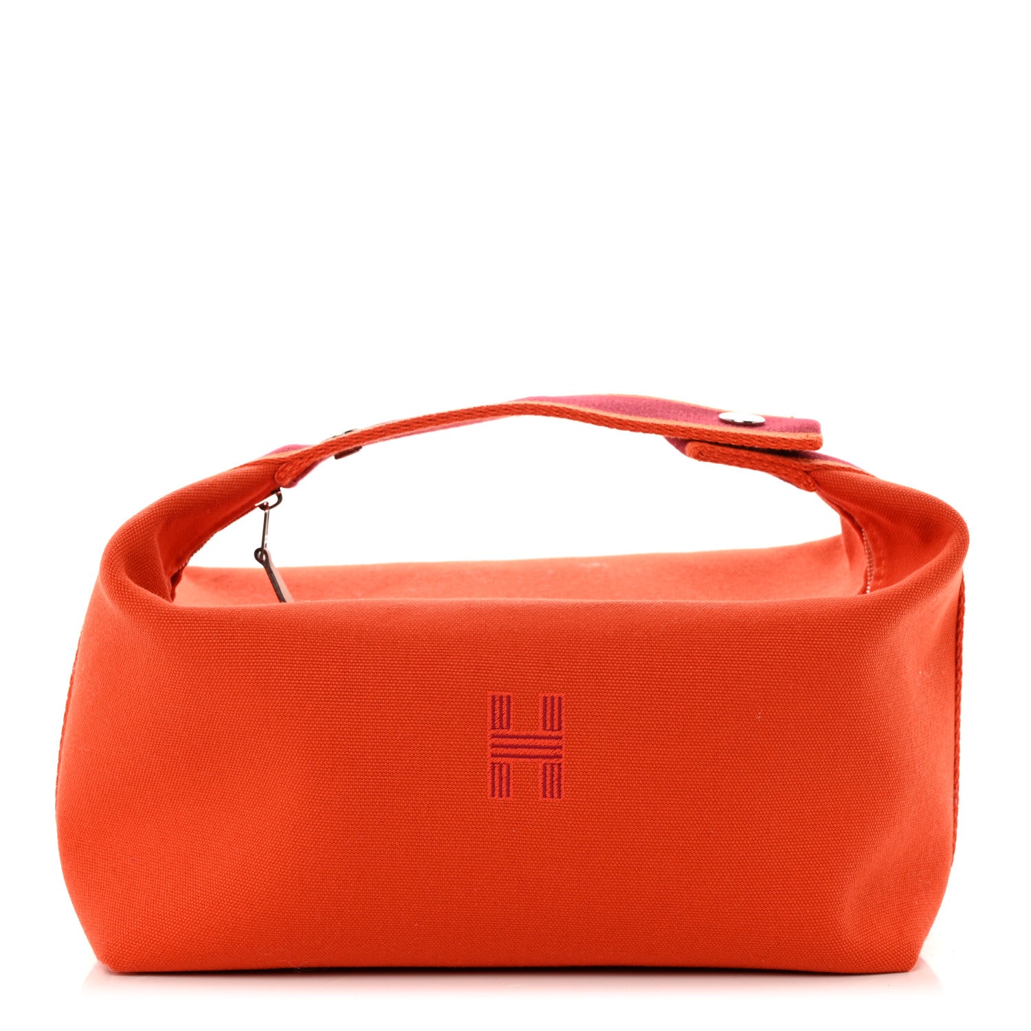 Hermes Canvas Large Bride-A-Brac Pouch Orange Feu Burgundy 1 of 8