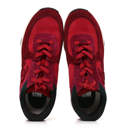 Chanel Suede Calfskin CC Sneakers 40 Burgundy Red 2 of 9