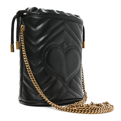 Gucci Calfskin Matelasse Mini GG Marmont 2.0 Bucket Bag Black 3 of 11