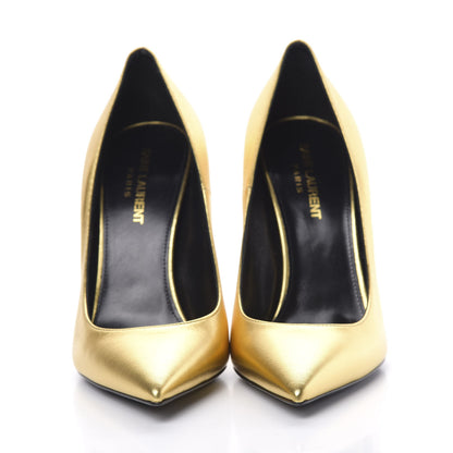 Saint Laurent Calfskin Opyum 100 Pumps 38 Gold 2 of 9