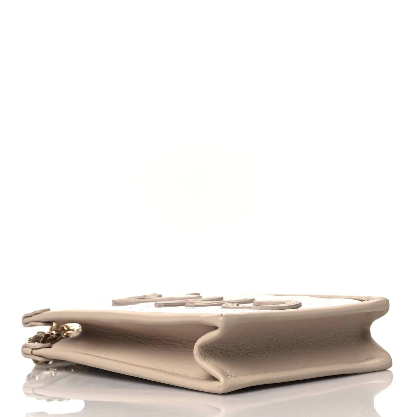 Tweed PVC Lambskin Clutch With Chain Light Beige