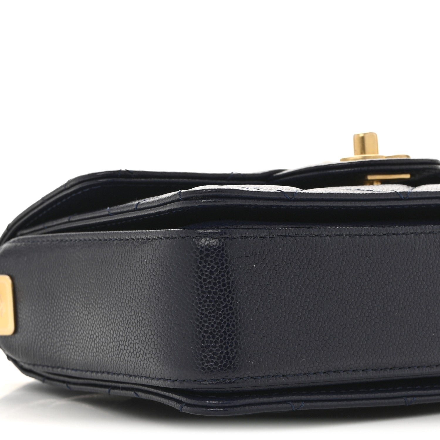 Chanel Shiny Caviar Quilted Mini Top Handle Flap Navy Blue 9 of 12