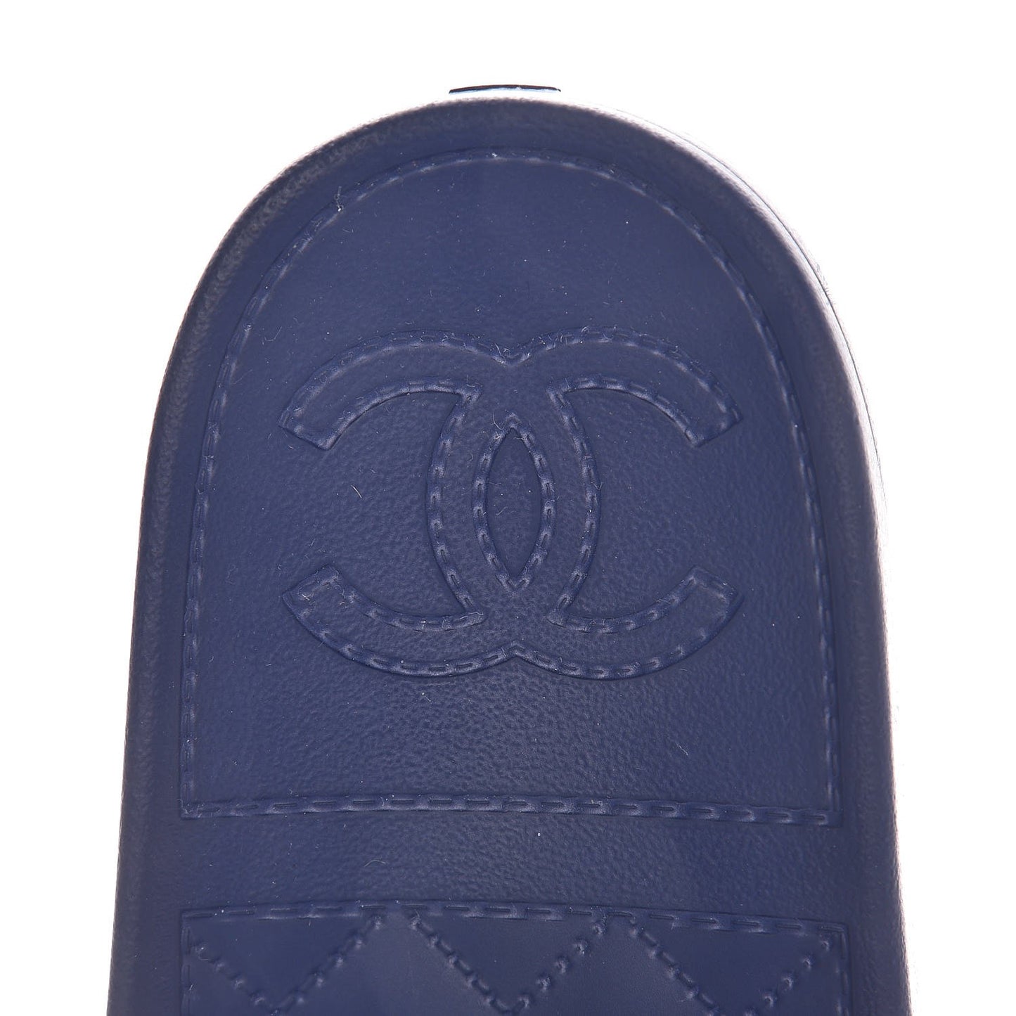 Rubber CC Flat Slide Sandals 39 Black Navy