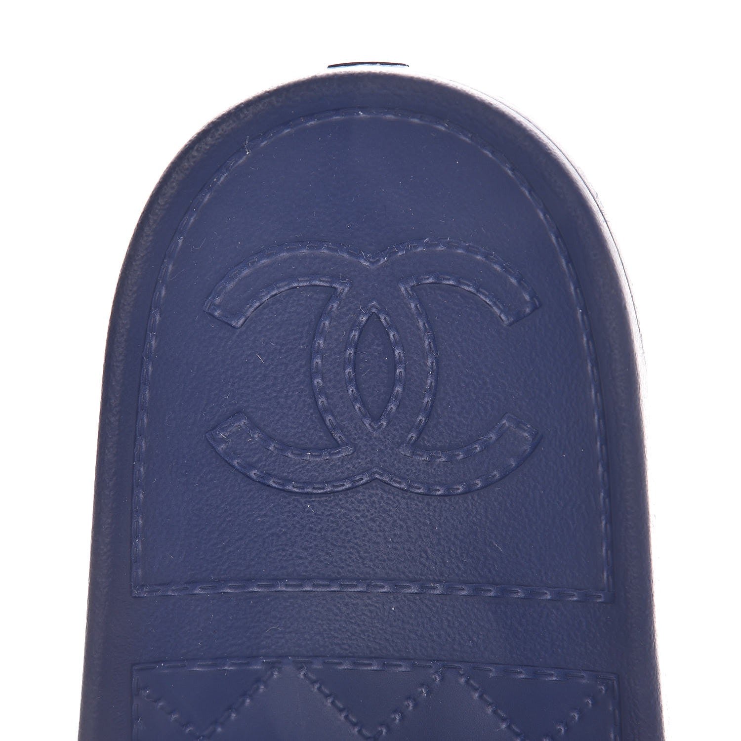 Chanel Rubber CC Flat Slide Sandals 39 Black Navy 8 of 10