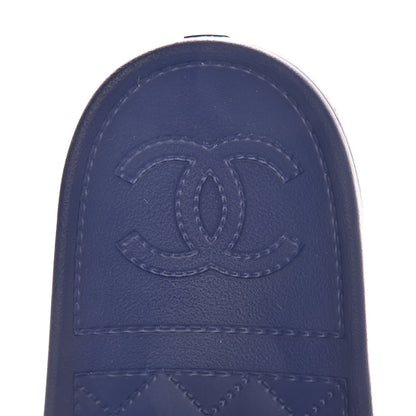 Chanel Rubber CC Flat Slide Sandals 39 Black Navy 8 of 10