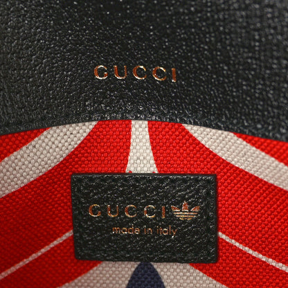 Gucci X ADIDAS Textured Dollar Calfskin Web Small Trefoil Horsebit 1955 Shoulder Bag Black Off White 6 of 11