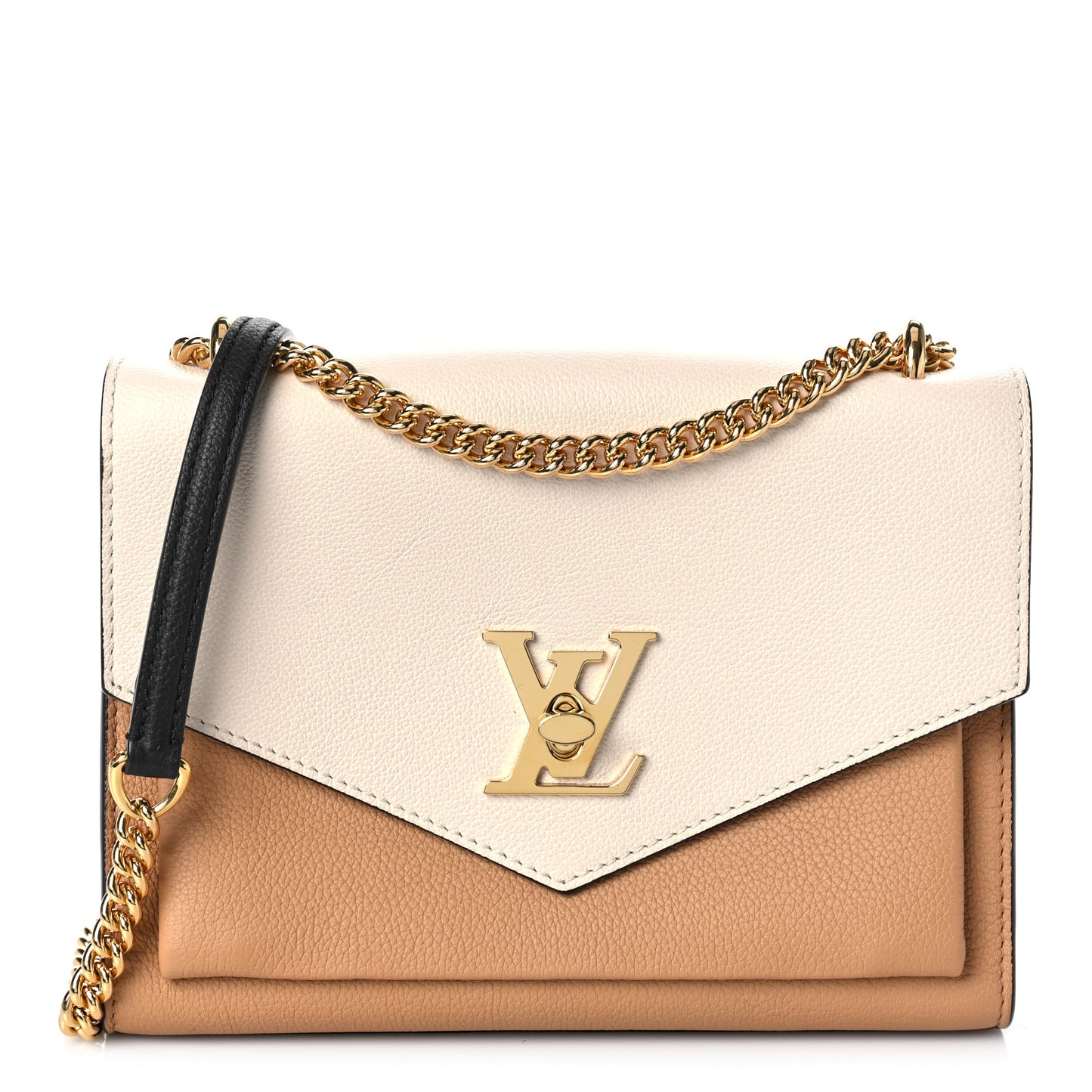 Soft Calfskin Mylockme Chain Bag BB Arizona Quartz Caramel