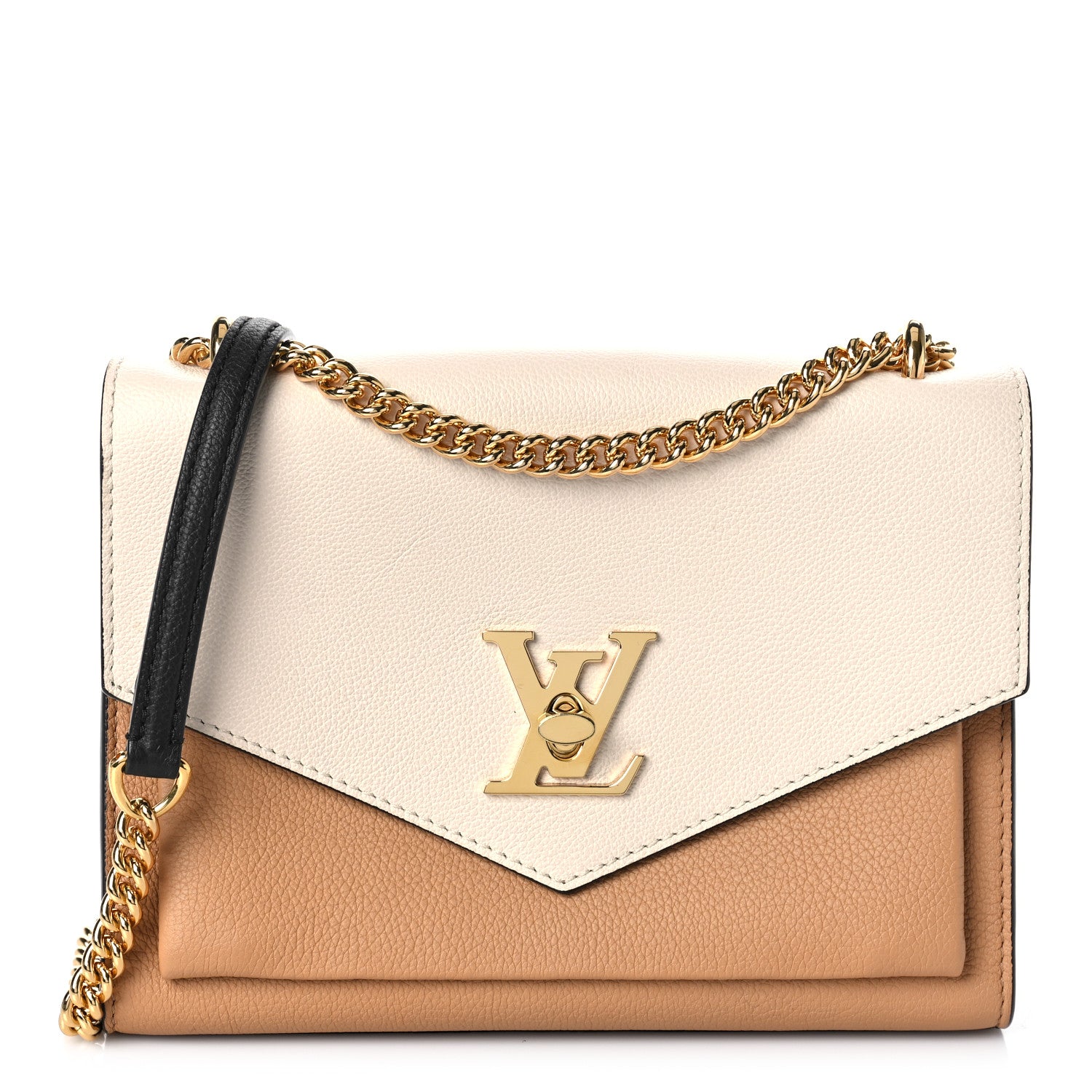 Louis Vuitton Soft Calfskin Mylockme Chain Bag BB Arizona Quartz Caramel 1 of 12