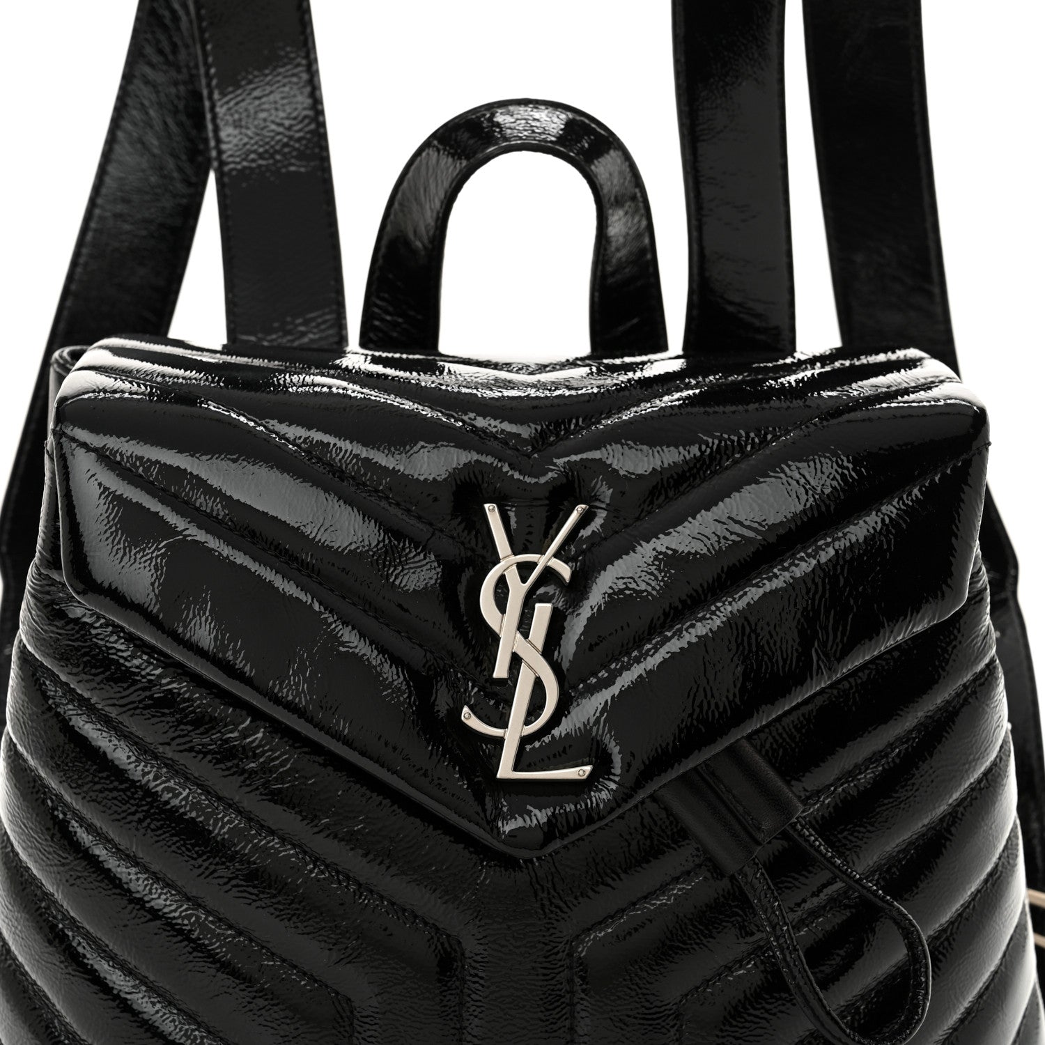 Saint Laurent Patent Y Quilted Monogram Small Loulou Backpack Black 8 of 10