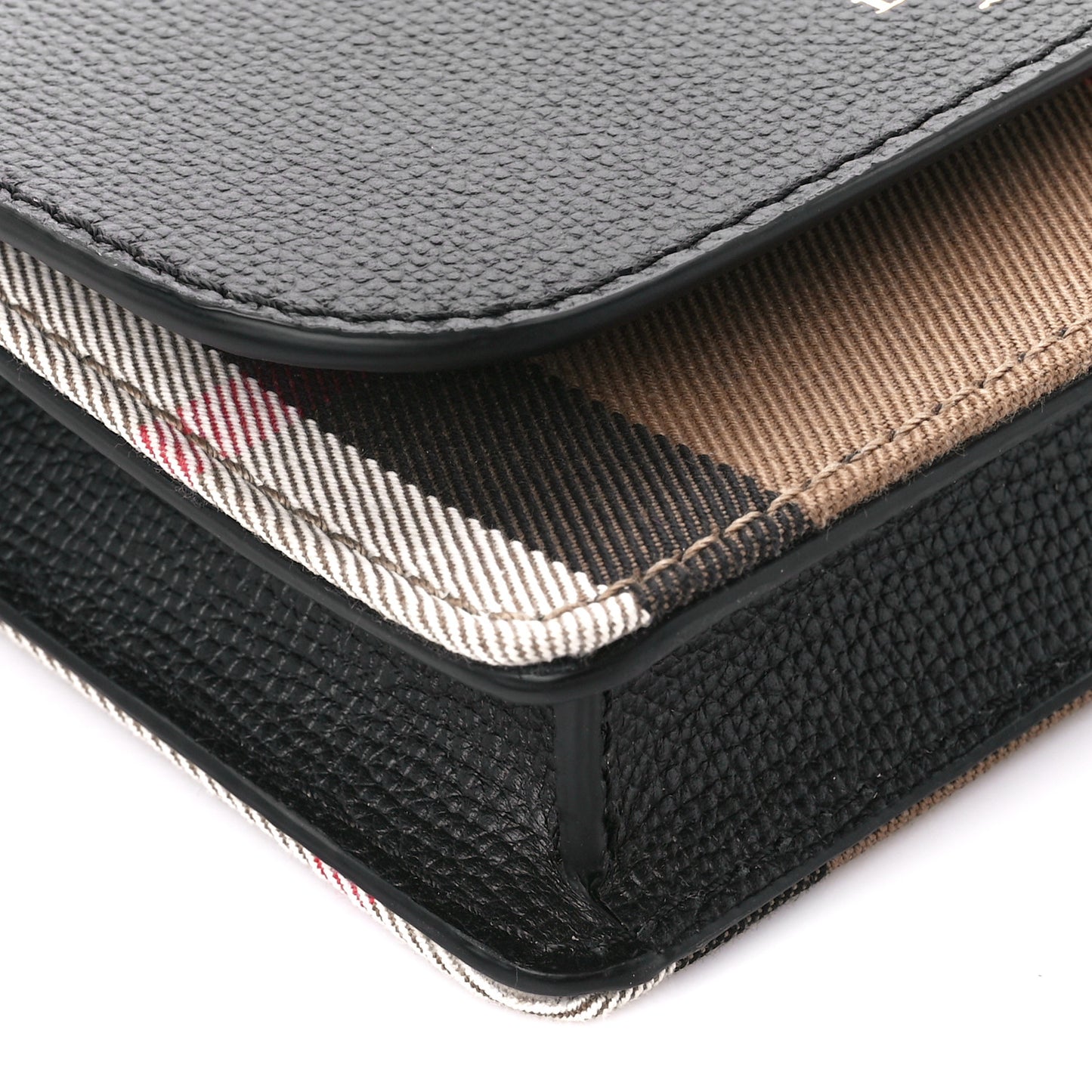 Derby Calfskin House Check Wallet On Chain Black