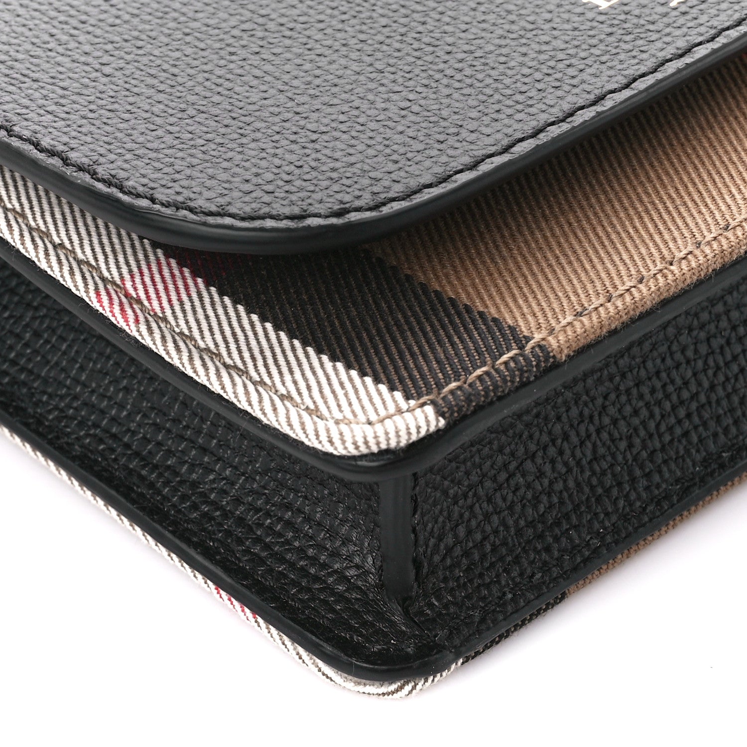 Burberry Derby Calfskin House Check Wallet On Chain Black 9 of 10