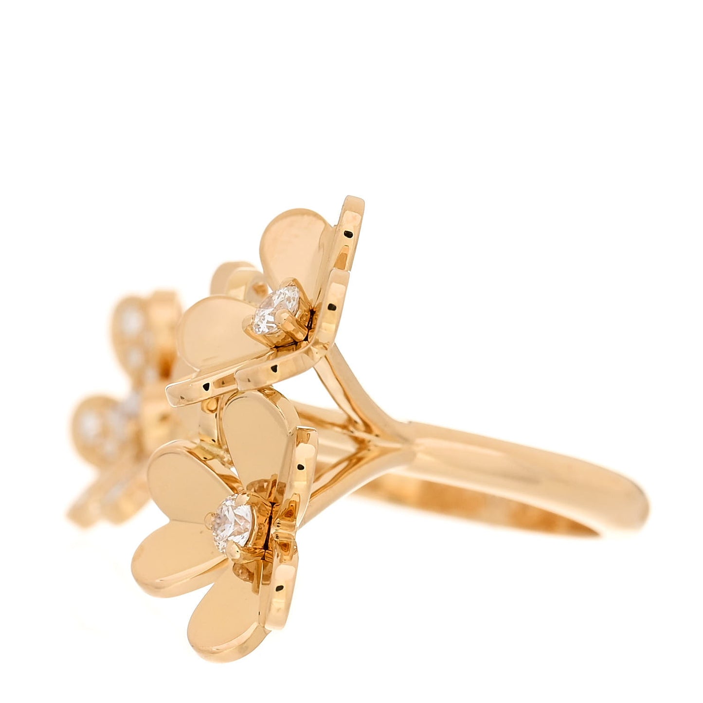 18K Yellow Gold Diamond Frivole Between The Finger Ring 53 6.5