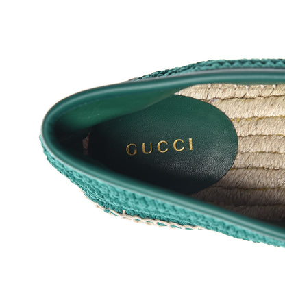 Gucci Cotton Crochet Pearly GG Marmont Espadrilles 39 Emerald 6 of 10