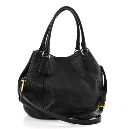 Prada Vitello Daino Shoulder Bag Black 3 of 13