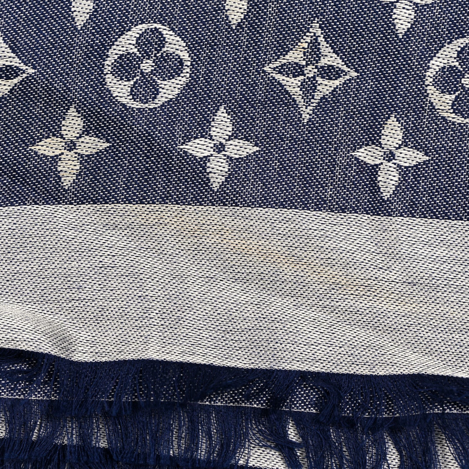 Louis Vuitton Silk Wool Monogram Denim Shawl Blue Clair 7 of 7