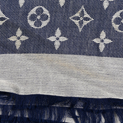 Louis Vuitton Silk Wool Monogram Denim Shawl Blue Clair 7 of 7