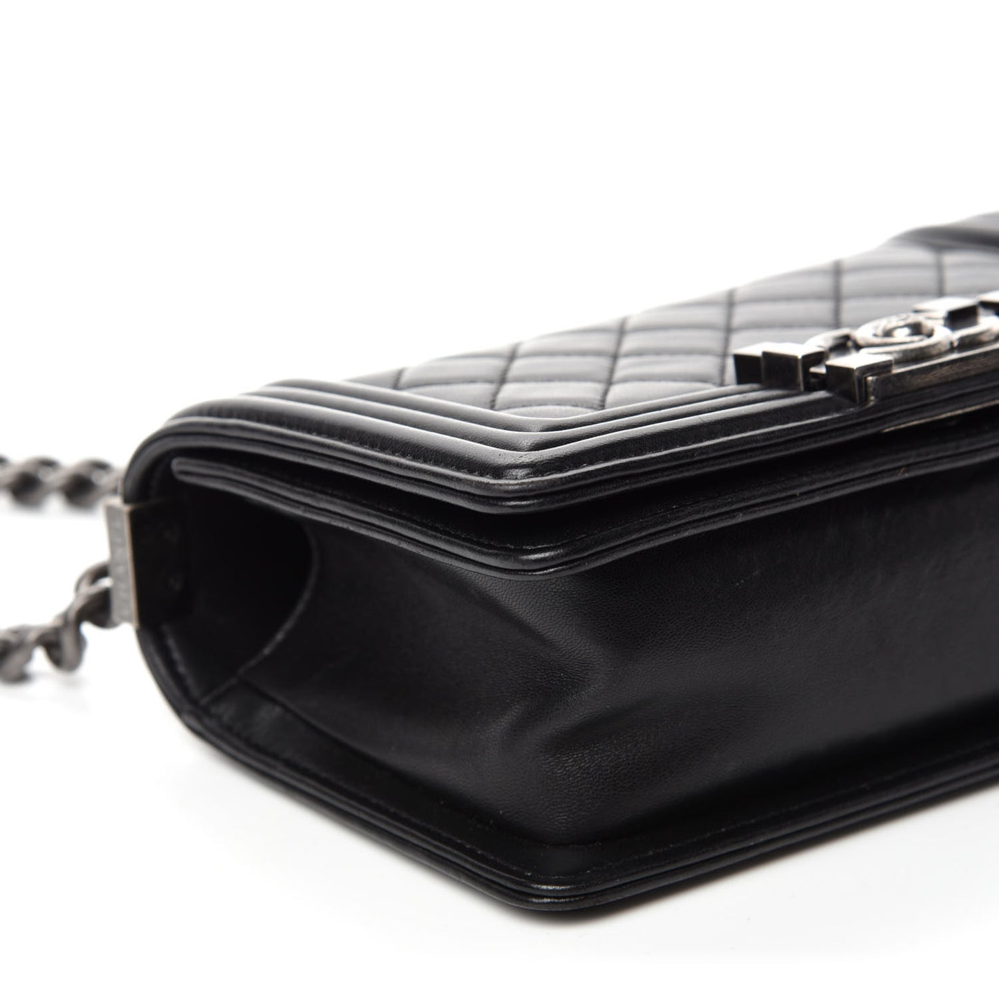 Lambskin Quilted Small Boy Flap Black